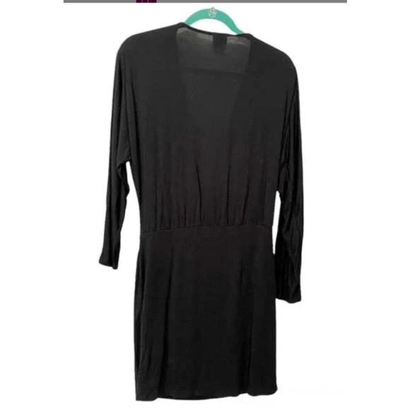 Haute Hippie Modal Surplice Neckline Faux Wrap Dress small Solid Black New NWT - Picture 6 of 8